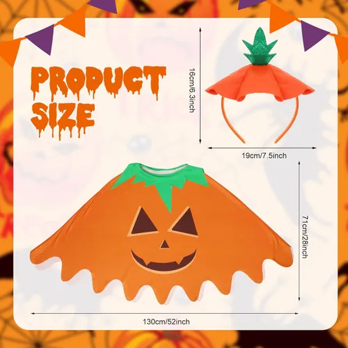 Vista 3 de Ramede Los juegos de disfraces de Halloween de 2 piezas incluyen capa de poncho con diadema divertida para adultos, regalos de fiesta, suministros
