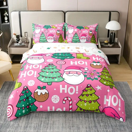 Vista 15 de Funda de edredón de Papá Noel 100% algodón, funda de edredón de ciervos de Navidad para niños y niñas, juego de ropa de cama de pingüinos de dibujos