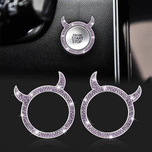 Vista 9 de WINKA Bling Cubierta del Botón de Arranque del Motor del Coche Universal Push Start Stop Trim Anillo de Encendido Tapa Decoraciones 2 piezas Negro