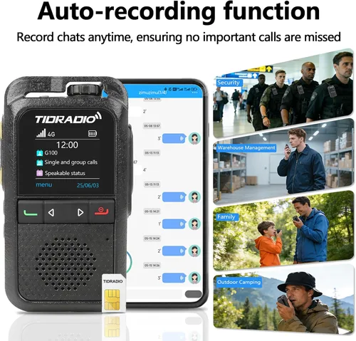 Vista 5 de TIDRADIO TD-G100 Rapid Unlimited Range 4G LTE PoC Walkie Talkies de largo alcance con tarjetas SIM, radios bidireccionales de 5000 millas a nivel