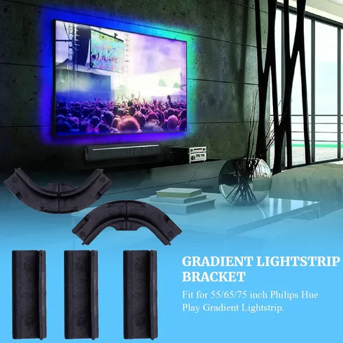 Vista 6 de 5 soportes genéricos mejorados para Philips Hue Play Gradient Lightstrip clips de montaje con buen efecto de soporte para parte trasera plana