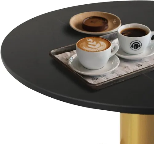 Vista 6 de Mesa auxiliar con parte superior de mármol, mesa auxiliar de metal dorado, mesa auxiliar moderna para sofá, mesa auxiliar redonda de café para sofá