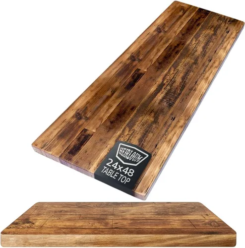 Vista 23 de Mesa de madera recuperada, pieza de madera reciclada rústica perfecta para cocinas, comedor y mesas auxiliares