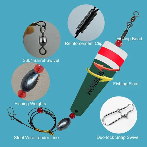 Vista 4 de Flotadores de corchos para pesca en agua salada, 4 piezas de bobbers pesados, pesca en tierra, flotador de corcho, sonajero para peces rojos