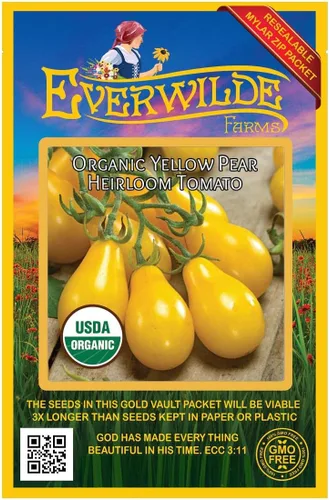 Vista 4 de everwilde explotaciones – Orgánico amarillo pera Tomate Semillas de producción – Oro Vault Packet