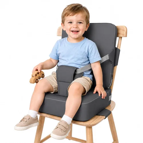 Vista 10 de Booster Seat for Kitchen Chair, Upgrade Toddler Booster Seat for Table Brown-PU