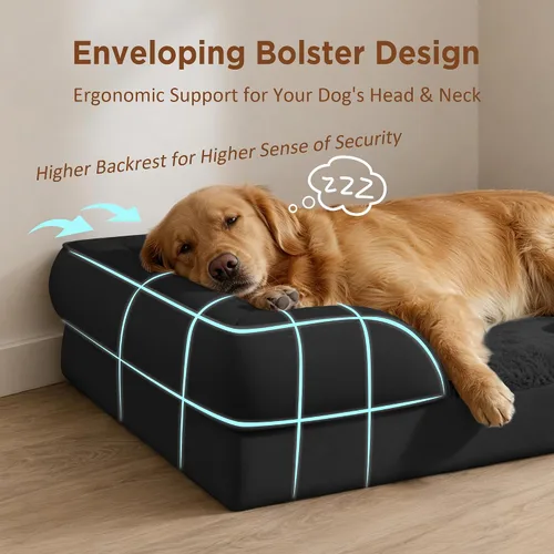 Vista 3 de Comfort Expression - Cama ortopédica para perros medianos, 28 x 19 pulgadas, cama impermeable y de apoyo de espuma con cojines removibles, sofá