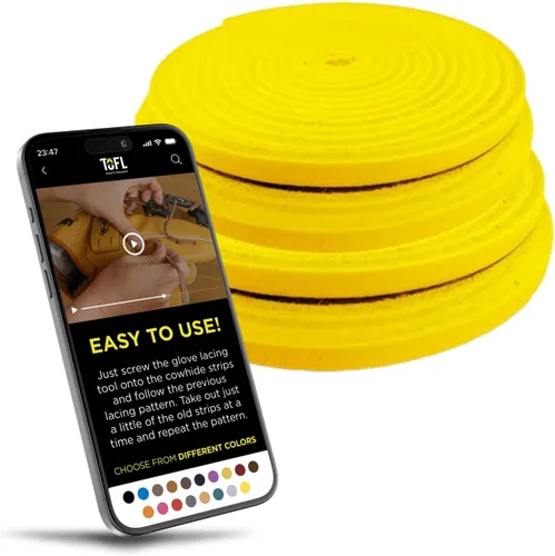 Vista 14 de TOFL Kit de Cordones para Guante de Béisbol Cordones de Cuero para Reparación de Guantes de Béisbol y Sóftbol - Tiras de 72 Pulgadas de Largo