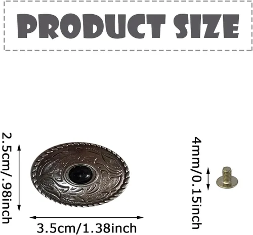Vista 2 de 10 hebillas de cuero ovaladas turquesa turquesa hebilla de metal conchos botón hebillas decorativas para manualidades