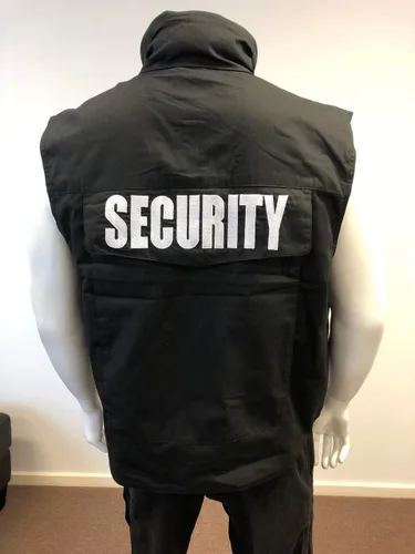 Vista 7 de BACKBONE Chaleco de seguridad unisex para hombre y mujer uniforme con bordado de SEGURIDAD - Negro