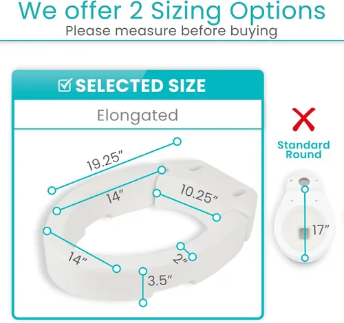 Vista 3 de Vive Asiento de inodoro elevado (alargado, añade 3.5 pulgadas) – Elevador y extensor de asiento de inodoro elevado para personas mayores