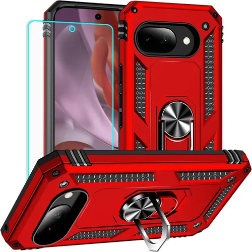 Vista 26 de Yiakeng Funda para Google Pixel 7: con protector de pantalla, fundas protectoras de grado militar con soporte de anillo de dedo para Pixel 7