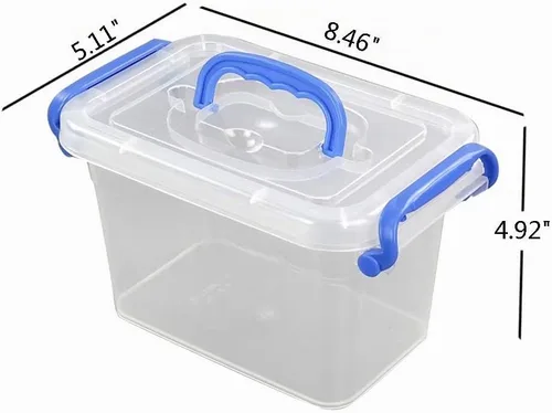 Vista 2 de Mini contenedor de plástico de 2 L, caja de almacenamiento transparente, juego de 6