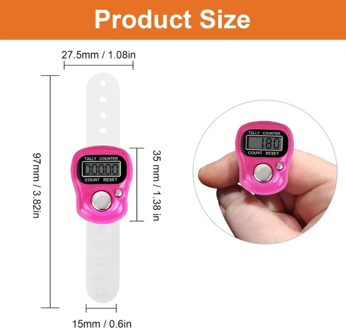 Vista 4 de Amble Contador de clicker con diamantes de imitación, contador de contador de 5 dígitos, clickers para vuelta, lanzamiento, golf, tejido, conteo