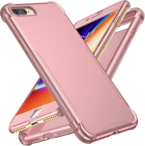 Vista 10 de ORETech Funda diseñada para iPhone 13 Mini con 2 protectores de pantalla de vidrio templado, textura de fibra de carbono policarbonato duro
