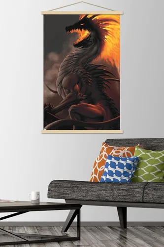 Vista 2 de Trends International LA Williams - Belial Dragon Wall Poster, 22.37" x 34.00", Premium Print and Beechwood Hanger Bundle