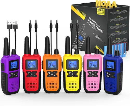 Vista 8 de Topsung 6 Walkie Talkies for Adults Long Range Rechargeable with NOAA Alert
