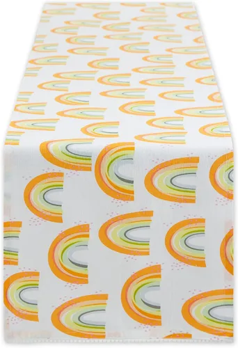 Vista 8 de DII Colección decorativa de mesa con borlas, lavable a máquina, juego de manteles individuales, 13x19, blanco y arcoíris, 4 piezas