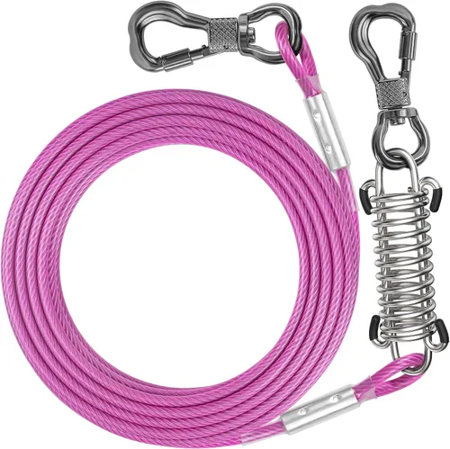 Vista 8 de Tresbro Cable de amarre para perro de 10 pies con resorte, cadenas de amarre que absorben los golpes para exteriores disponibles en Azul