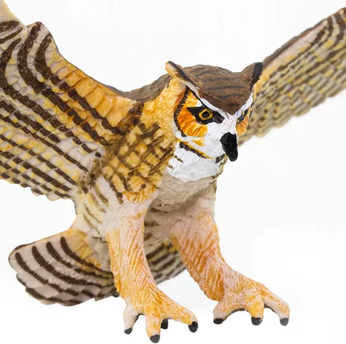 Vista 4 de Safari Ltd. Gran figura de búho cornudo, figura detallada de plástico de 5.5 pulgadas, divertido juguete educativo para niños, niñas y niños a
