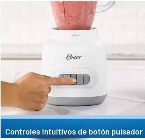 Vista 2 de Oster Licuadora fácil de usar con 5 ajustes de velocidad y motor de 700 vatios, color blanco