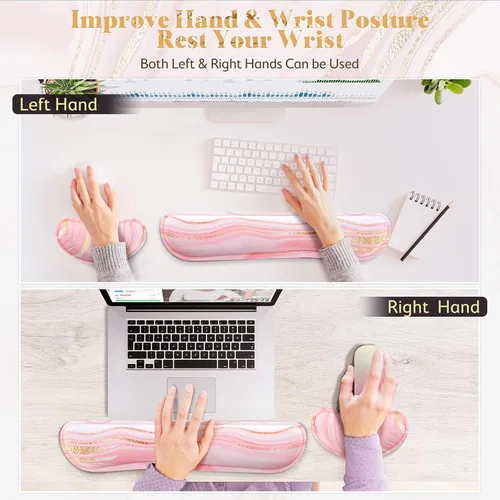 Vista 6 de Gimars Juego Mejorado Ampliado de Almohadilla de Apoyo para Muñeca de Teclado de Espuma Viscoelástica de Gel, Diseño Ergonómico Cómodo