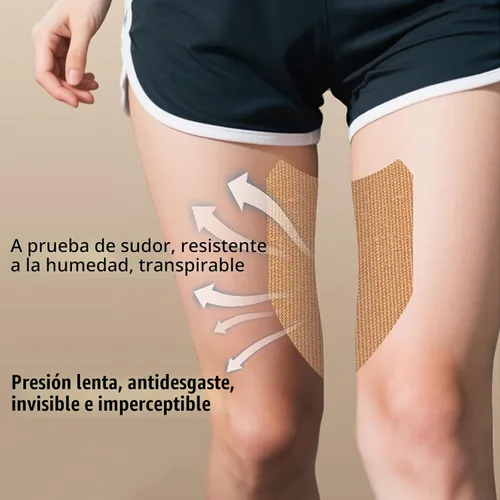 Vista 3 de Adhesivos antirozaduras para el interior del muslo, 20 piezas desechables autoadhesivas para muslos, cinta elástica transpirable para levantar