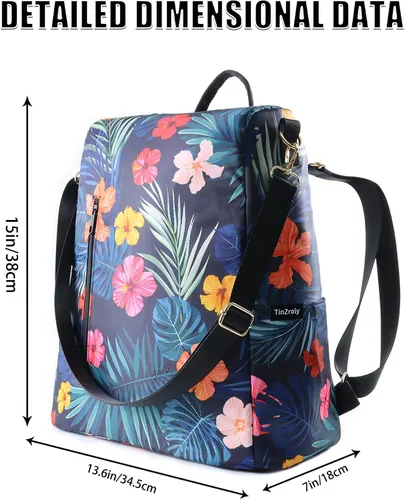 Vista 2 de Mochila para mujer, impermeable, de nailon, antirrobo, diseño de moda, grande, 15 pulgadas, convertible