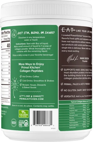 Vista 6 de Primal Kitchen Péptidos de colágeno, Polvo de colágeno sin sabor, 1.2 Libras