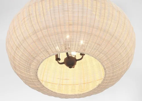 Vista 2 de Minka Lavery Modjeska 3546-66A Lámpara colgante de ratán natural, 4 luces 240 vatios totales, 13 pulgadas de alto x 24 pulgadas de ancho, carbón