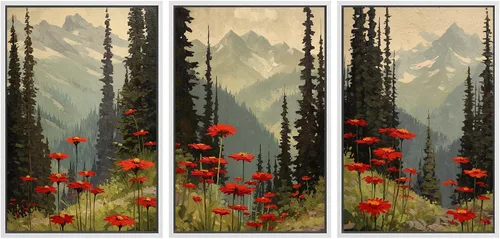 Vista 110 de SIGNWIN Lienzo enmarcado para pared, juego de arte tranquilo con reflejo de lago, acuarela, montaña y agua, ilustraciones modernas, arte abstracto