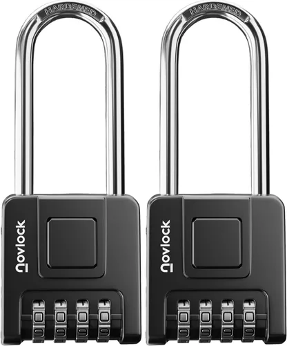 Vista 14 de Candado de Combinación de Grillete Largo de 2.76 Pulgadas para Exteriores e Interiores Resistente, Resistente a la Intemperie, Seguridad de 4