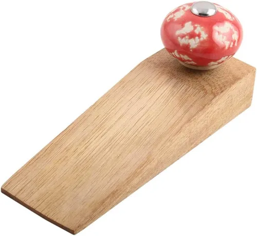 Vista 18 de Indian Shelf Tope de puerta de madera Cuña de puerta floral hecha a mano Tope verde para puerta (5.5 in, 1 pieza)
