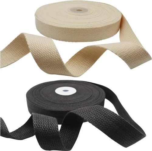 Vista 5 de Correas de algodón pesado de 1 pulgada de ancho, 2 rollos/20 yardas de correas para asas de bolsa, correa de bolsa, correa de bolsa, cinturón