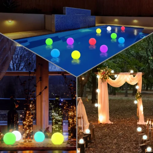 Vista 4 de Borelor Luces flotantes para piscina, 3 pulgadas, recargable por USB y control remoto, lámpara de globo IP68, impermeable, 16 luces de baño