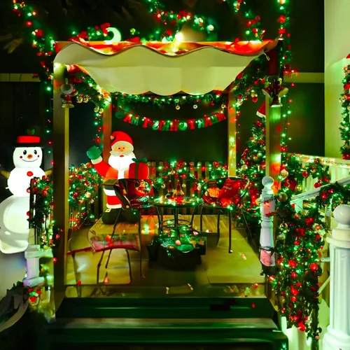 Vista 7 de Dazzle Bright - Guirnalda de luces navideñas mini rojas y verdes de 20 pies con 100 luces incandescentes impermeables, enchufables, decoraciones