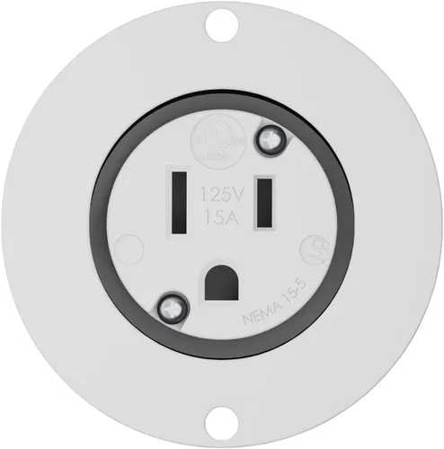 Vista 5 de Journeyman-Pro 5279 15 Amp 120-125 voltios, salida con brida NEMA 5-15, grado comercial blanco, 2 polos-3 cables, receptáculo de cargador de enchufe