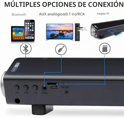 Vista 4 de 2 mini barras de sonido Bluetooth de 5 W, audio de cine en casa con cable e inalámbrico para teléfono celular/tableta/proyector y soporte de TV