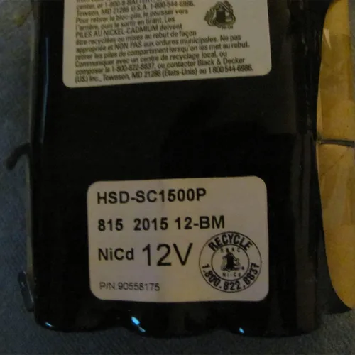 Vista 3 de Batería Recell Pack para Black Decker 12V 2.0AH Ni-Cd Aspirador de mano hsd-sc1500p P/N 90558175