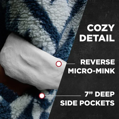 Vista 4 de Coleman Sudadera con Capucha de Manta Vestible de Gran Tamaño de Sherpa y Micro-Visón, Azul - Talla Única para la Mayoría