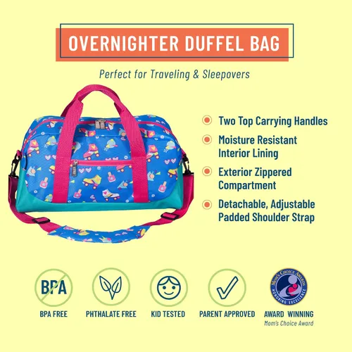 Vista 2 de Wildkin Bolsas de lona para niños y niñas, perfectas para fiestas de pijamas y bolsa de viaje para niños, tamaño de equipaje de mano e ideal