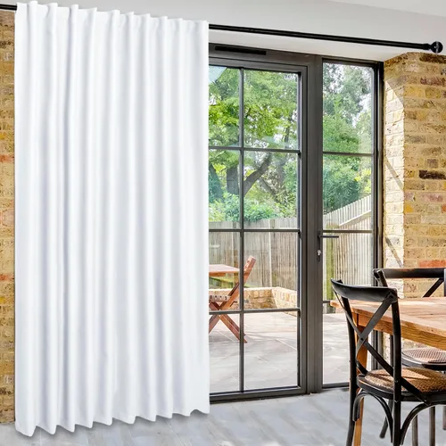 Vista 97 de DWCN Cortina opaca divisora de privacidad para puerta corrediza de patio, cortinas térmicas extra anchas con pestaña trasera y bolsillo para barra