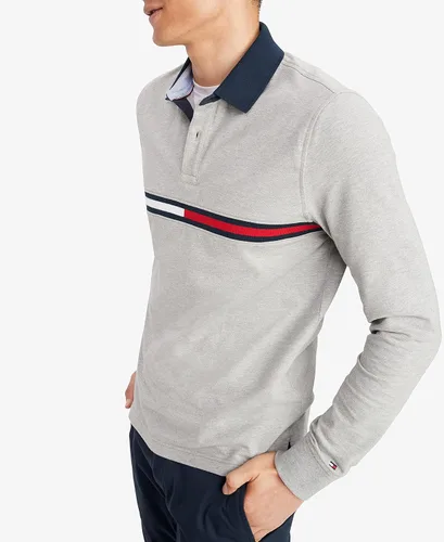 Vista 3 de Tommy Hilfiger Polo de manga larga con bandera para hombre en ajuste personalizado