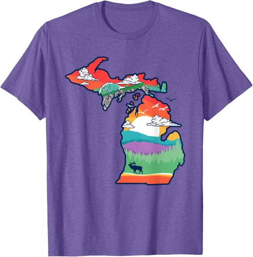Vista 7 de Michigan Outside - Camiseta con ilustración artística