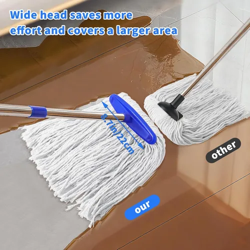 Vista 2 de Trapeadores de algodón para interiores para limpieza de suelos, mopa de limpieza interior para suelos de madera, azulejos, suelos de madera dura