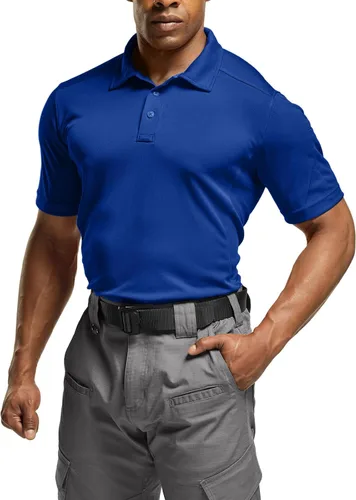 Vista 2 de CQR Camiseta polo táctica para hombre, de manga corta, ligera y con Dry Fit, tela piqué, FPU 50+, para exteriores
