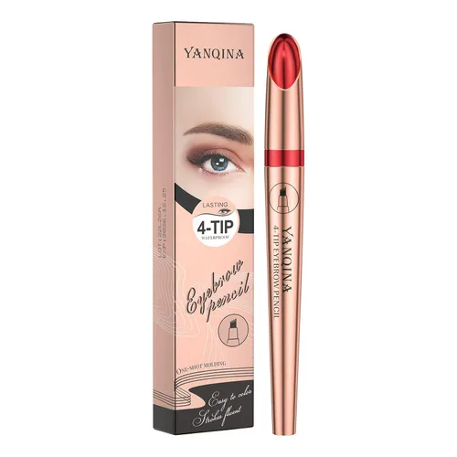 Vista 2 de Lápiz de cejas negro Liquid Microblading. Resistente al agua, de larga duración, natural, pluma de cejas con punta de horquilla de 4 puntos
