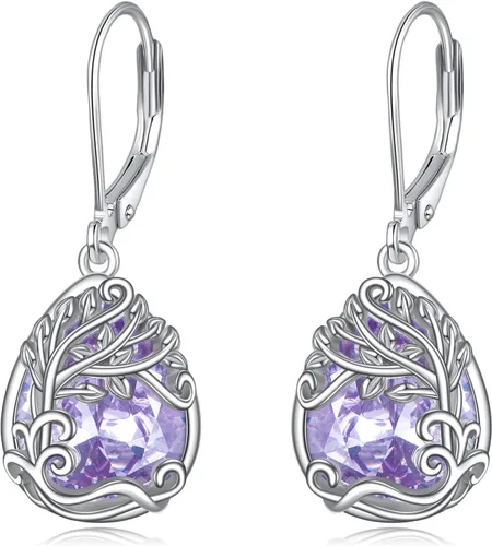 Vista 253 de Aretes colgantes con forma de lágrima de filigrana de piedra lunar de plata de ley 925 con cierre de palanca para mujer, regalos de joyería