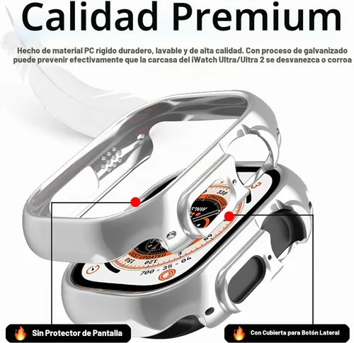 Vista 3 de Miimall - Funda para Apple Watch Ultra 1, 2, 3, 4 de 1.732 pulgadas, galvanoplastia de policarbonato duro [sin protector de pantalla], funda