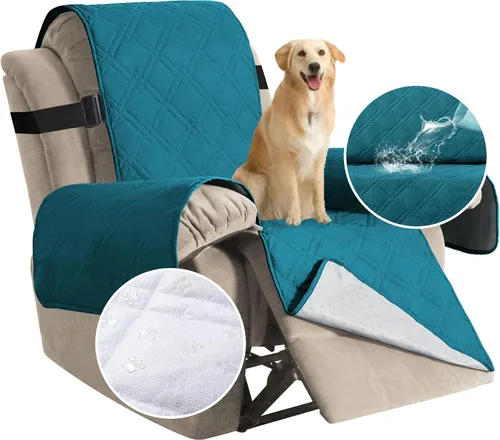 Vista 11 de H.VERSAILTEX - Funda protectora para sillón reclinable 100% impermeable, acolchada, con correa elástica y parte posterior con huellitas de silicón